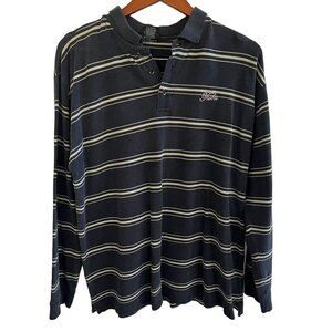 Fubu Shirt Mens XL Extra Large Black White Stripped Button Up Cotton Pul…‎